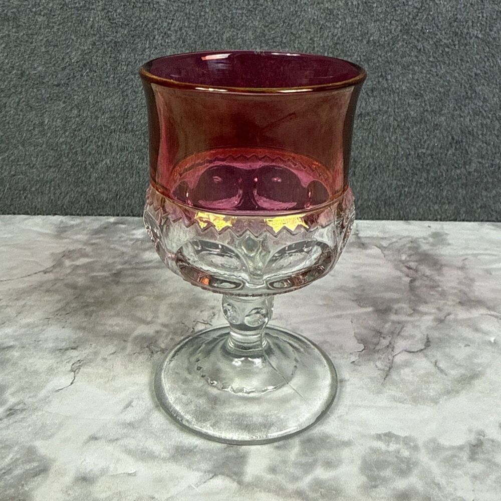 Vintage Tiffin Glass Co Kings Crown Thumbprint Cranberry Ruby Red Goblet MINI